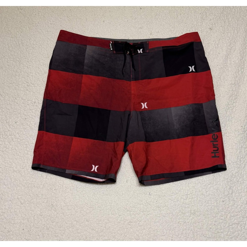 Hurley Mens Phantom Board Shorts 42 Red Black Grey Colorblock MBS0006310